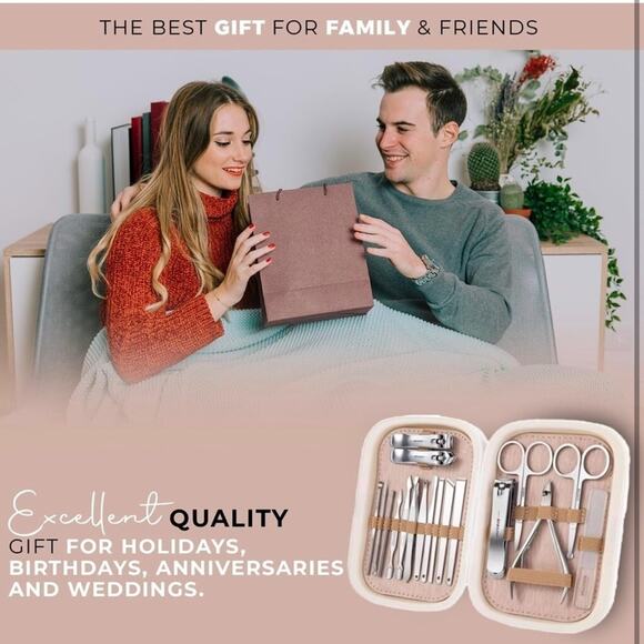 18-in-1 Manicure & Pedicure Set – Stainless Steel Grooming Kit with Cream Case - Picture 6 of 6